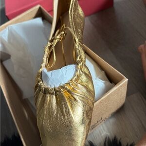 Anthropologie Shimmering Gold Flats